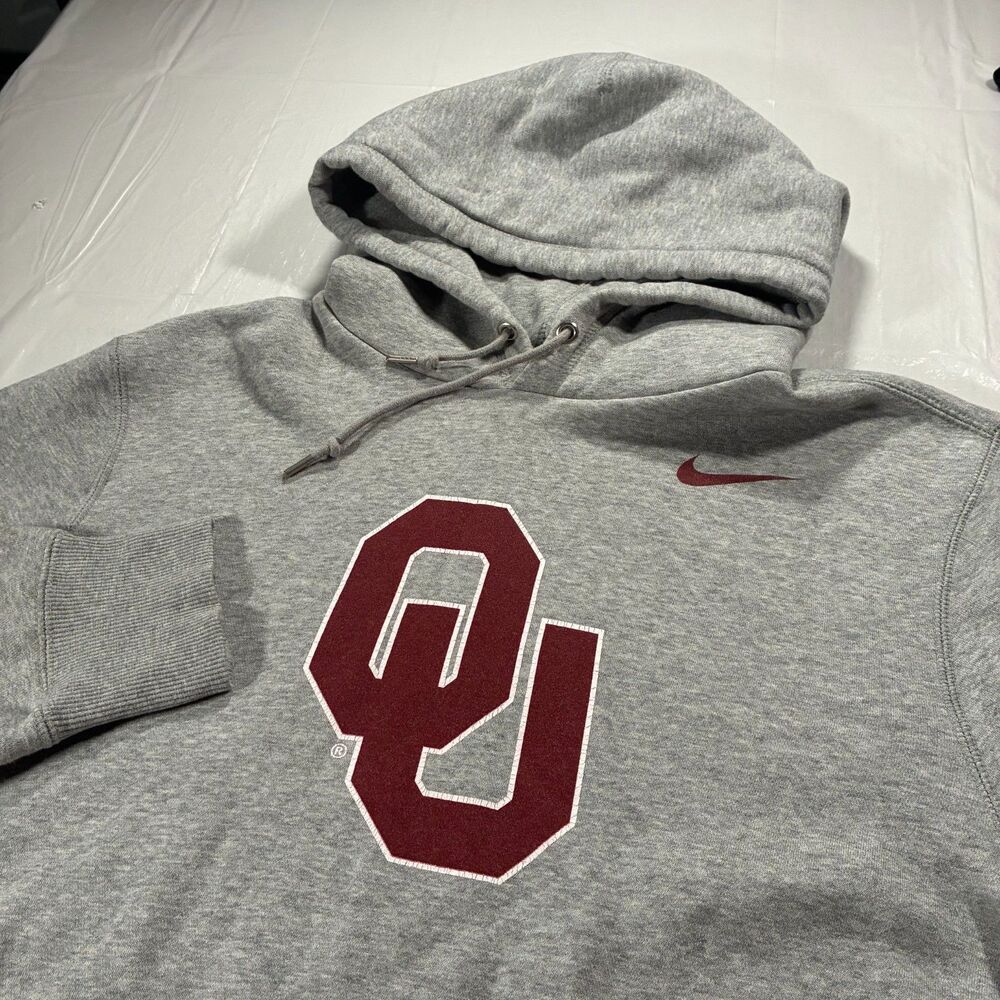 Oklahoma Sooners Nike Hoodie Mens XL Gray OU Pullover Fleece Sweatshirt NCAA SEC